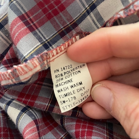 Vintage Cheryl Tiegs Red Blue Plaid Pearl Snap Western Top 14 - Picture 3 of 7